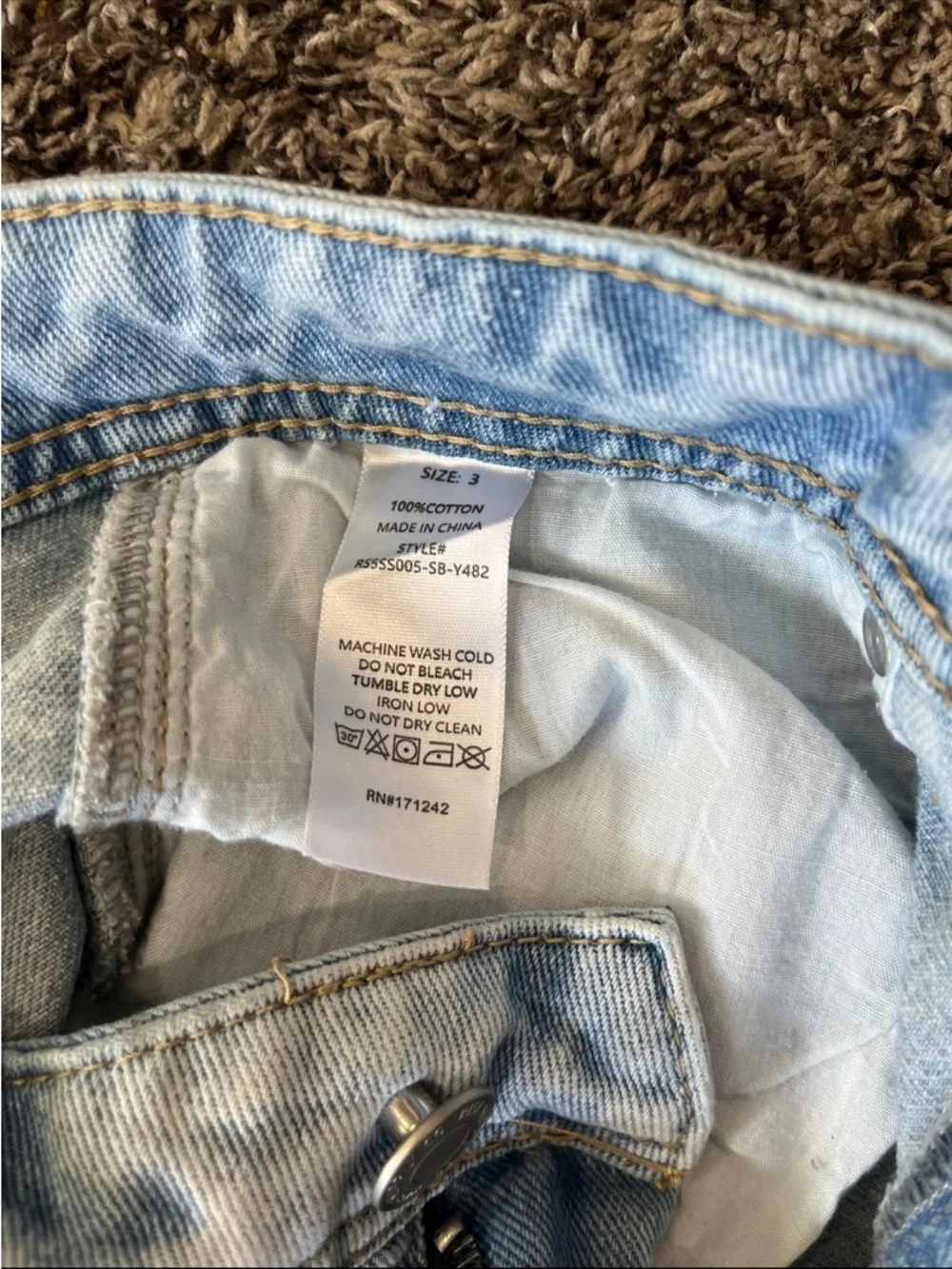 Rise Supply Co. High-Rise Baggy Long Denim Jean Shorts Jorts Light Wash Size 3